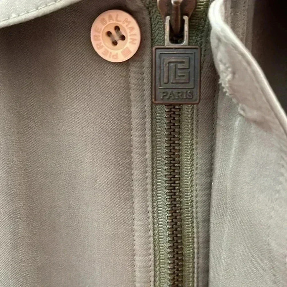 [XL]Vintage Pierre Balmain Cotton Blend Green Light Jacket - Picture 3 of 15